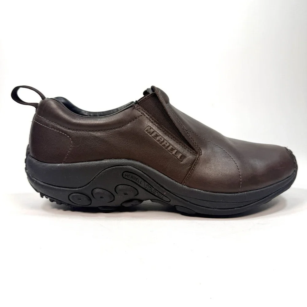 Merrell Mens 11.5W Wide Leather Slip On Comfort Walking Shoes Brown J84987W